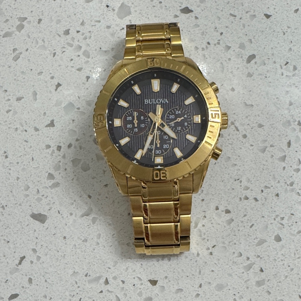 Bulova Gold Watch (97A165) with Black Dial